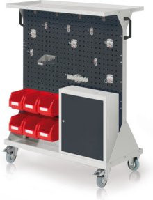 Kappes RasterMobil Rollbarer Rollcontainer Gr. 3 aus Stahl in Grau, H: 123 cm, B: 100 cm, T: 50 cm, mit 4 Loch- und 2 Schlitzplatten und Ausstattung 7 - Bild 1