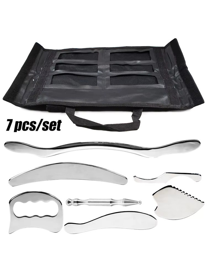 JWWMMJ Gua Sha Massage Werkzeug Set Edelstahl, 7 Stück, Unisex - Bild 5