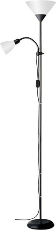 Brilliant Spari Deckenfluter mit Lesearm Schwarz-Weiß, E27, H: 180 cm, B: 25 cm, T: 41 cm