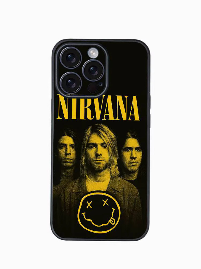 Band Nirvana Softshell Handyhülle für iPhone 12 bis iPhone 16 Pro Max Plus in Schwarz - Bild 3