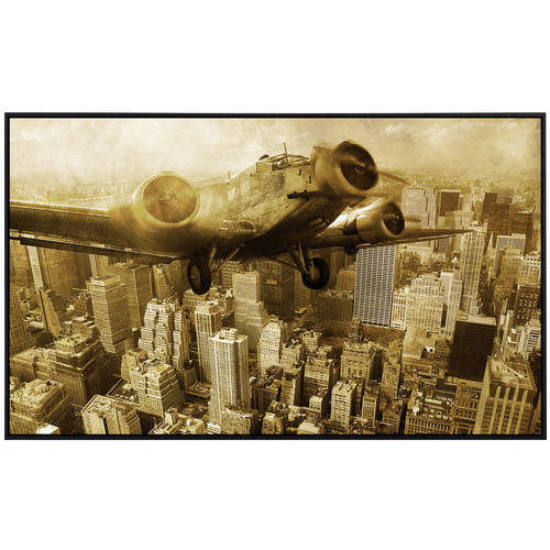 papermoon EcoHeat Infrarotheizung Altes Flugzeug über Manhattan in Bunt mit Matt-Effekt, App-Steuerung und Überhitzungsschutz - Bild 2