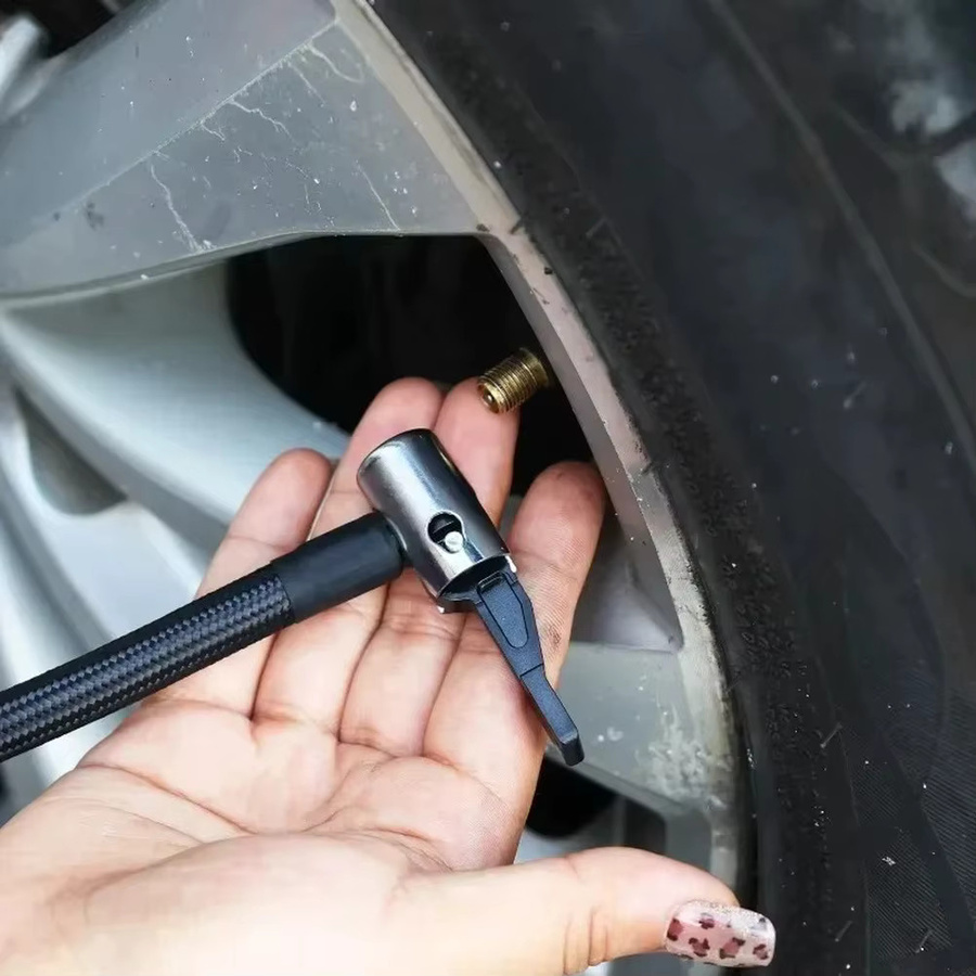 Auto Luftpumpe Verlängerung mit M6 Gewinde und Kupfer Stecker, Schlauch Adapter Rohr für Reifen Inflation, Schwarz/Gold, Länge: 30-60 cm - Bild 4
