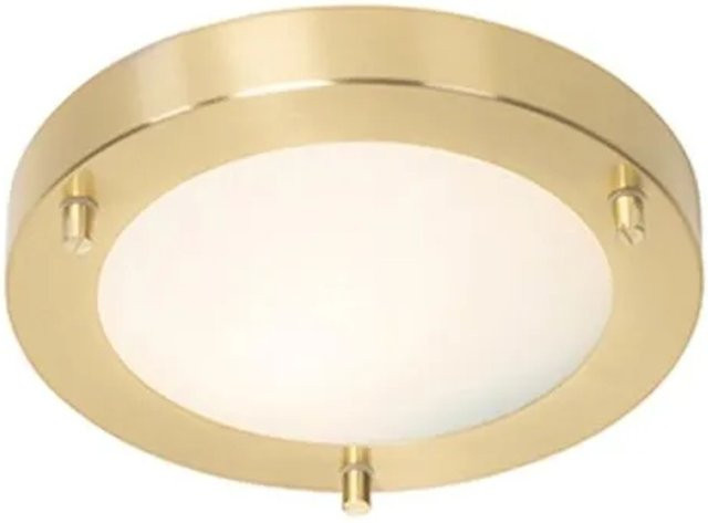 QAZQA Yuma Moderne Deckenleuchte Gold, IP44 Badezimmerleuchte aus Stahl und Glas, dimmbar, G9 Fassung - Bild 1