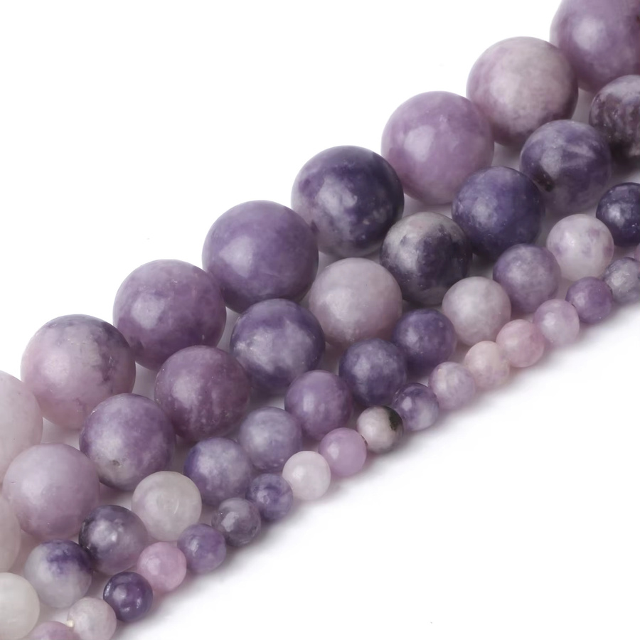 xilitata Perlen Amethyst Jade Kunzit Glimmer, Runde Naturstein Perlen, Unisex - Bild 3