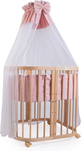 Waldin 7in1 Babybett und Kinderbett aus Buchenholz mit Matratze, lackiertes mitwachsendes Kinderbett - Bild 1