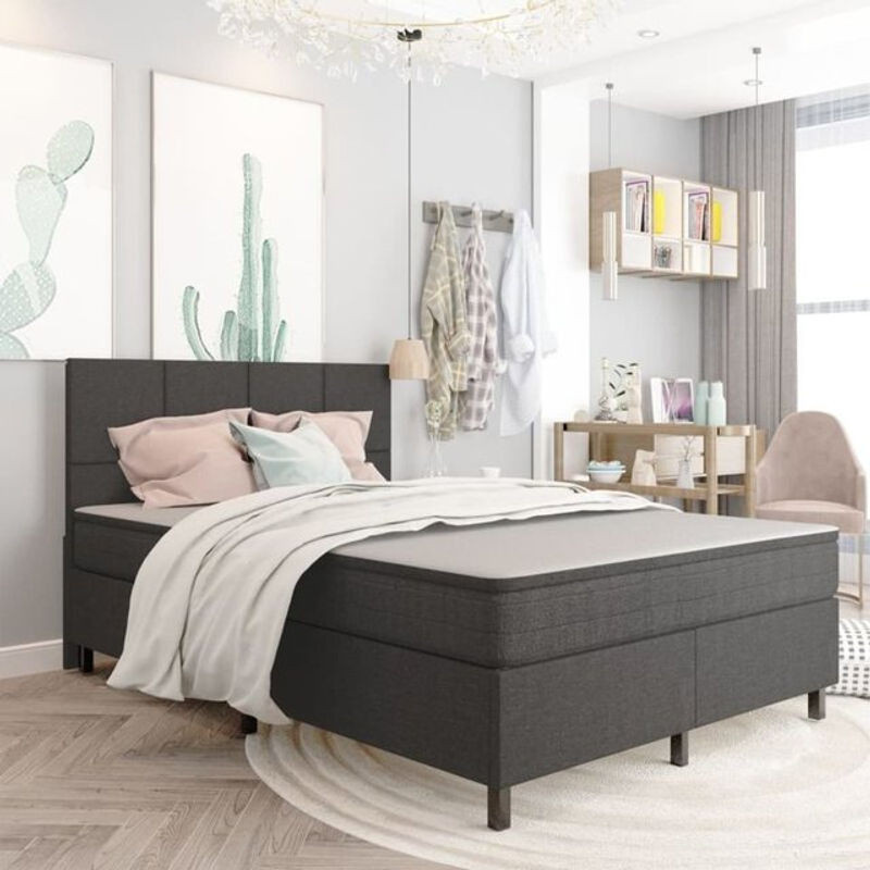Vidaxl Boxspringbett Modern in Anthrazit aus Stoff, B/T: 140 x 200 cm - Bild 1