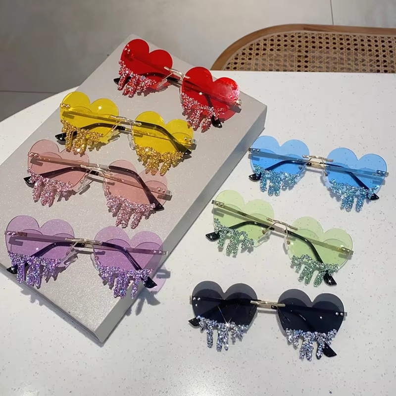 KAMMPT Sonnenbrille herzförmig, randlos, Strasssteinen, Damen, Metal - Bild 2