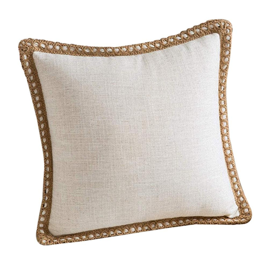 Yiran Furniture Kissenbezug aus Leinen in Beige mit Hanfseil-Umwicklung, B/B/B: 45 x 45 x 45 cm - Bild 3