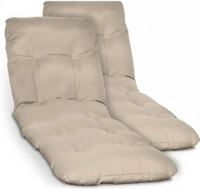 Beautissu 2er Set Sonnenliege Auflage Flair RL, Farbe Natur Beige/Braun, B: 190 cm, T: 60 cm, H: 8 cm - Bild 1