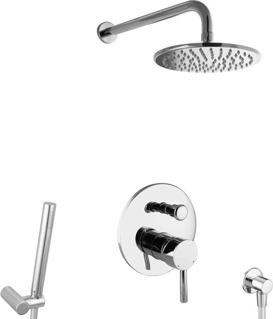 PaulGurkes Unterputz Dusch Set aus Messing in Chrom mit Handbrause und Umschalter - Bild 1