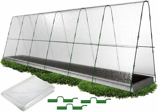TTL GARDEN Folientunnel Set PEAK XXXL Gewächshaus mit PE Folie, Grün/Transparent, B: 600 cm, T: 120 cm, H: 180 cm - Bild 1