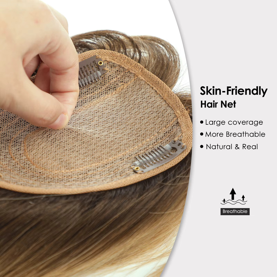HAIRCUBE Echthaar-Topper mit Pony, Hellbraun, Damen - Bild 4