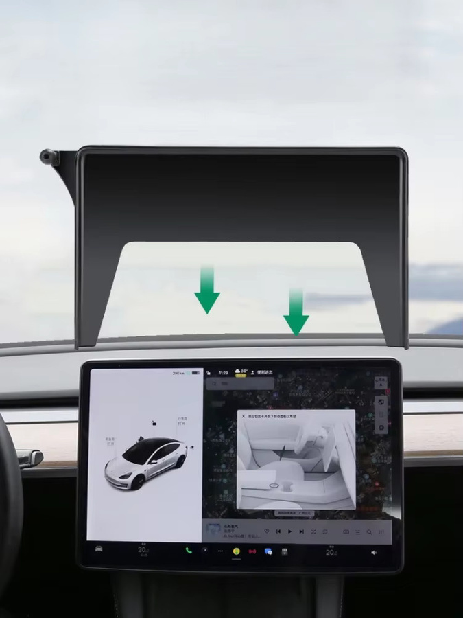 Zentrale Steuerung Bildschirm Basis Halterung für Tesla Modell 3 und Modell Y Juniper 2019-2025 mit Handyhalterung und Aufbewahrungsbox in Schwarz - Bild 5