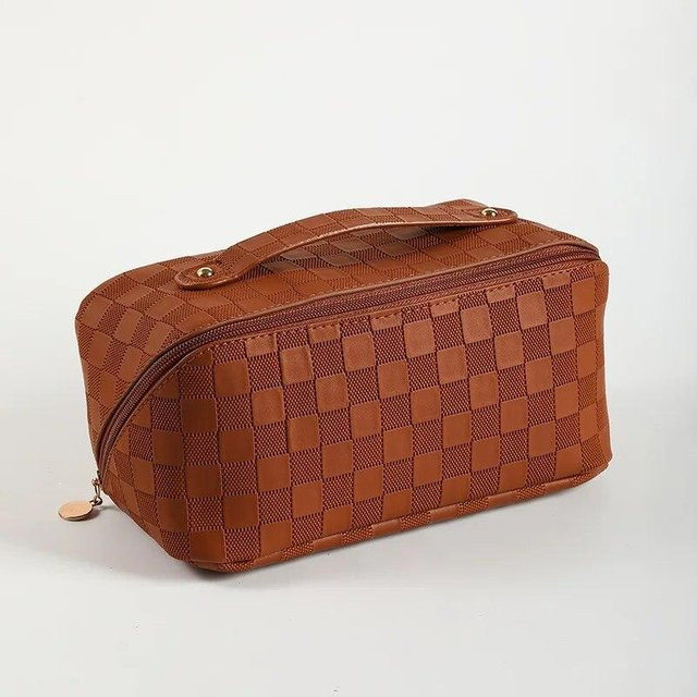 LChome Kosmetiktasche aus PU-Leder, braun, Unisex - Bild 1