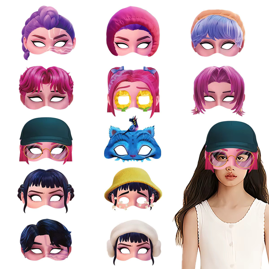 MINISO Party Foto Requisiten, Papier Masken, 12-teiliges Set - Bild 3