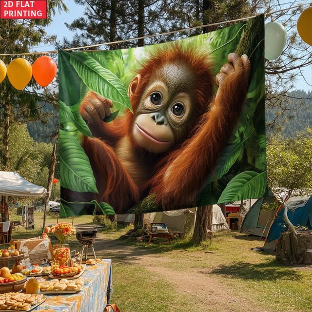 Wandteppich mit Orang-Utan Dschungeltier Motiv von JMG Household Supplies, Mehrfarbig, Breite: 100 cm, Höhe: 150 cm - Bild 1