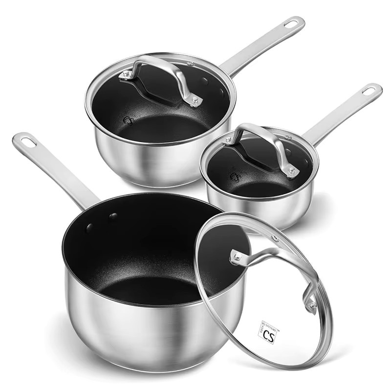 KOCH SYSTEME CS Edelstahl-Eintopf-Set in Silber und Schwarz mit antihaftbeschichteten Töpfen und Deckeln, Induktionskompatibel - Bild 5