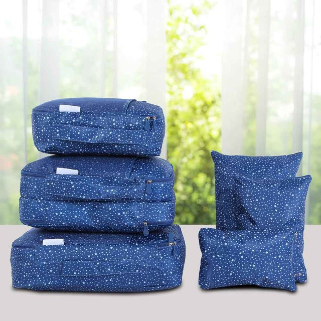 KONNWEI Reise-Kleideraufbewahrungstaschen und Gepäckorganizer, 6 Stück, Wasserdicht, Navy Blau und Beige - Bild 1