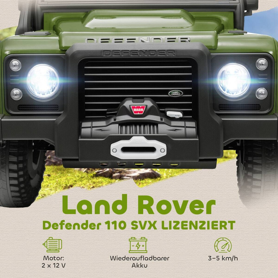 AIYAPLAY Land Rover Defender 110 SVX Kinder-Elektroauto Grün 37-60 Monate - Bild 3