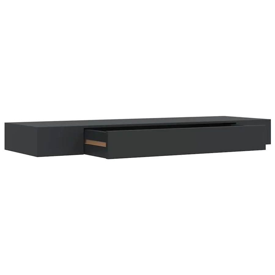 vidaXL Schweberegal mit Schublade Schwarz B: 80 cm, T: 25 cm, H: 8 cm - Bild 2