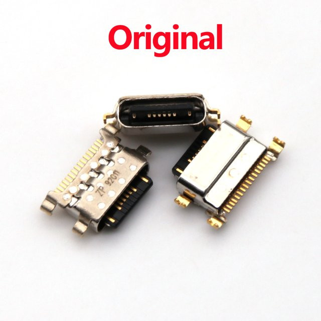 10 Stück USB-C Ladebuchsen Stecker für Xiaomi Mi 8 Lite, Redmi 8, 8A, 7, 9 Note 9, 7, 9 Pro, 9S, 9 Pro, 8 Pro in Silber - Bild 1