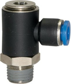 Riegler L-Steckverschraubung Blaue Serie, drehbar, Messing, Farbe: Blau/Schwarz, Länge: 32,8 mm, R 3/8 a. - Bild 1