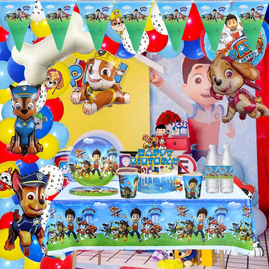 Paw Patrol Geburtstagsparty Dekoration Set, mit Hundesticker, Luftballons, Teller, Tischdecke, Partyartikeln - Bild 2