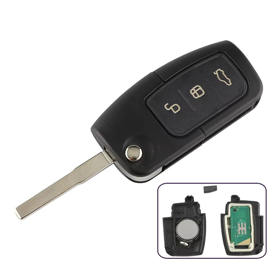 YIQIXIN Fernbedienungsschlüssel für Ford Focus Mk2 Mk3 Mk4 Fiesta Mondeo Ranger Fusion C Max in Schwarz mit 433MHz 4D60/63 Chip 40/80 Bit HU101 FO21 Schlüsselblatt - Bild 4