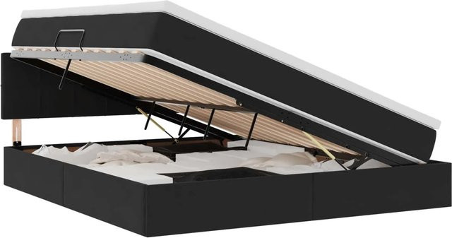 vidaXL Bett mit Stauraum und LED in Schwarz aus Samt, B/T/H: 160 x 200 x 204 cm - Bild 1