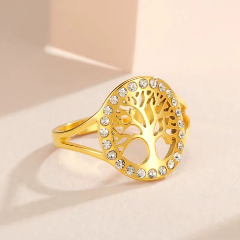 LIKGREAT Ring, Edelstahl, Zirkonia, Gold, Unisex - Bild 3