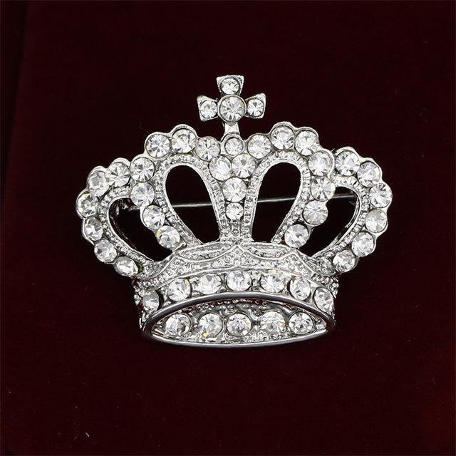 YIRAN Jewelry Brosche Krone, Strass, weiß, Unisex - Bild 1