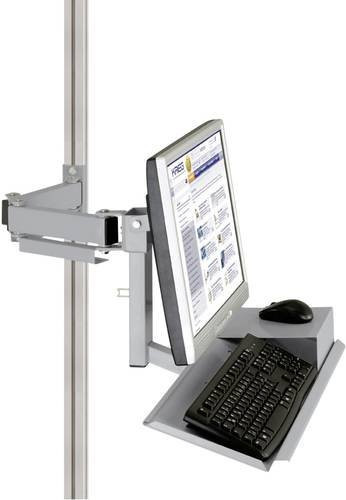 Manuflex LZ8201.9006 ESD Standard ESD-Monitorträger für Alu-Aufbauportale mit Tastatur- und Mausfläche, VESA-Adapter 100mm, Farbe: Silber - Bild 1