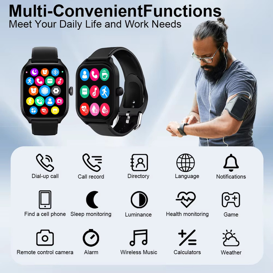 LAXASFIT H9 Smartwatch Gold mit Bluetooth Anrufannahme, Herzfrequenz- und Blutsauerstoffüberwachung sowie Kalorienverbrauch-Tracking - Bild 6