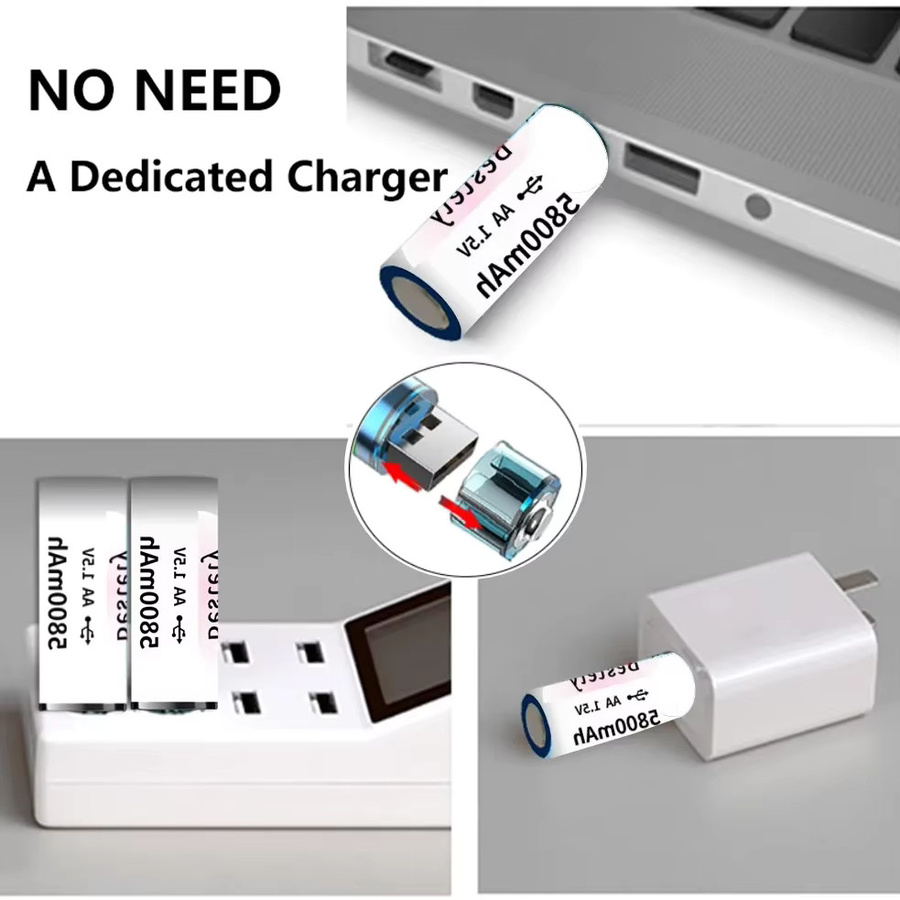 Rscrola AA-Akkus mit USB-C Aufladung, 1,5 V, 5800 mAh, Weiß - Bild 3