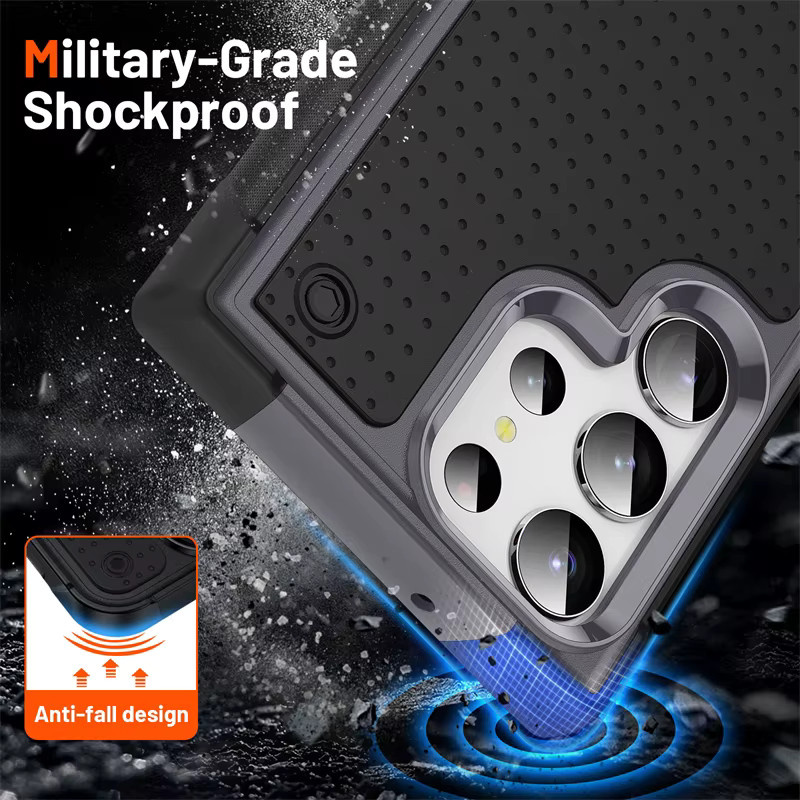 Stoßfeste Rüstungshandyhülle in Militärqualität für Samsung Galaxy S25 S24 S23 S22 S21 Serie, Farbe: Schwarz - Bild 2