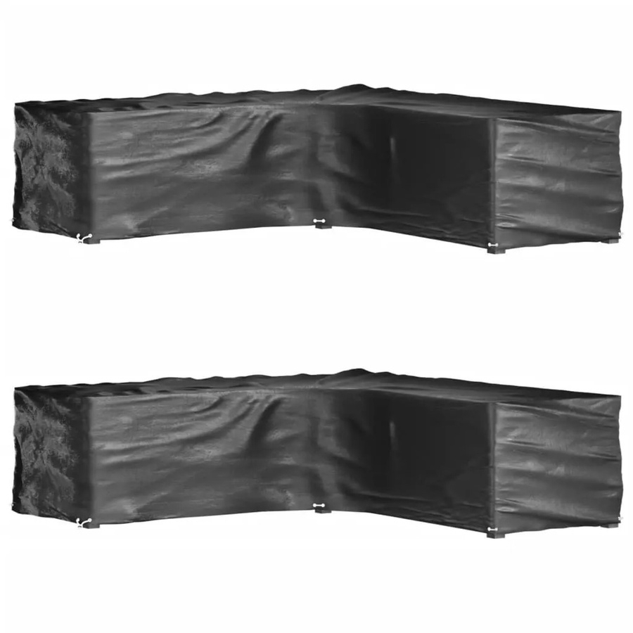 vidaXL Gartenmöbel-Abdeckungen in L-Form, 2 Stück, H x B x T: 70 x 250 x 250 cm, mit 16 Ösen - Bild 2