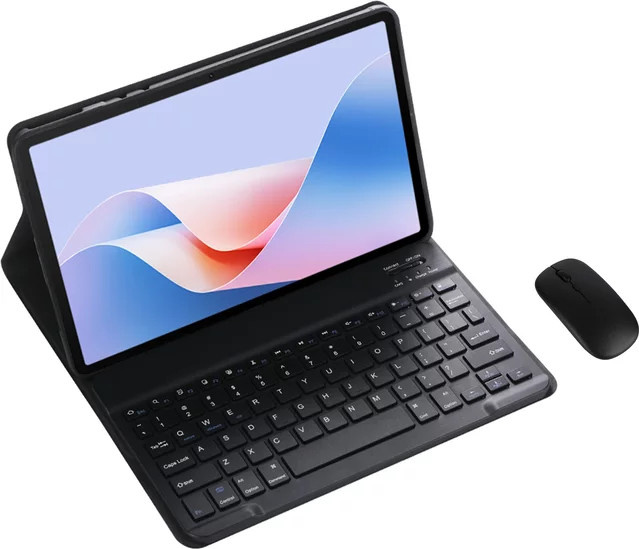 Lenovo Tastaturhülle und Maus Set für Tab Plus 2024 11,5 Zoll TB351FU aus PU-Leder mit Hintergrundbeleuchtung und Ständer in Schwarz und Lila - Bild 1