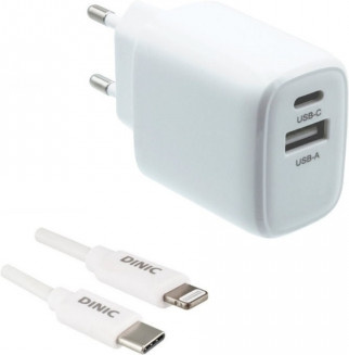 MAG USB C und A Lade-Set 20W mit PD-Schnellladung und 1m Lightning/USB-C Kabel in Weiß - Bild 1