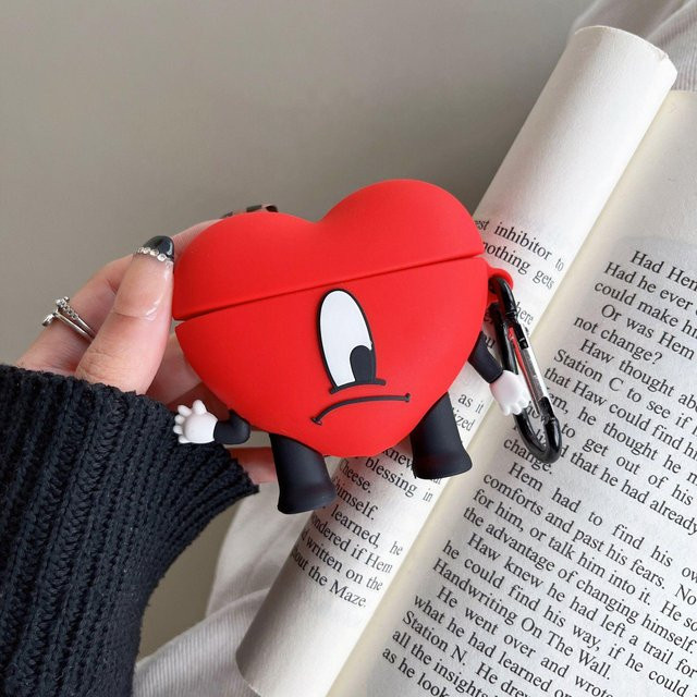 Rote 3D-Bad-Bunny Kopfhörerhülle für Apple AirPods 1, 2, 3 und Pro - Bild 1