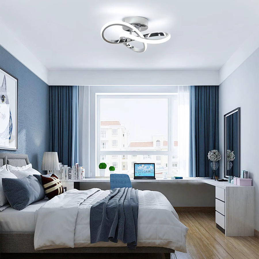 Moderne silberne LED-Deckenleuchte in Ringform für Schlafzimmer, Küche und Wohnzimmer mit Kaltweiß 6500 K - Bild 2