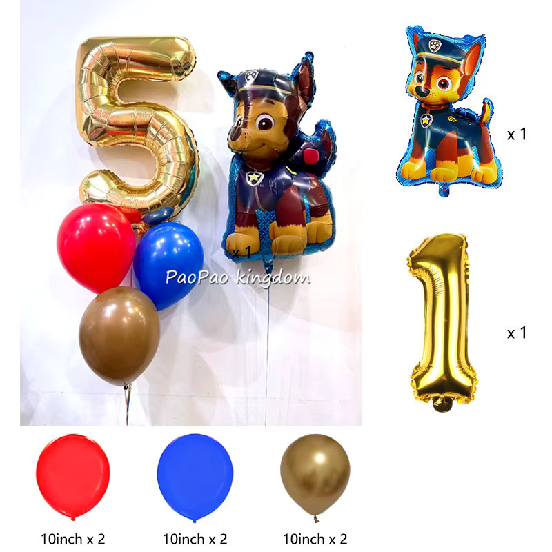 Paw Patrol Aluminiumfolien-Ballons Set mit Zahlen in Mehrfarbig für Kindergeburtstage und Babypartys - Bild 2
