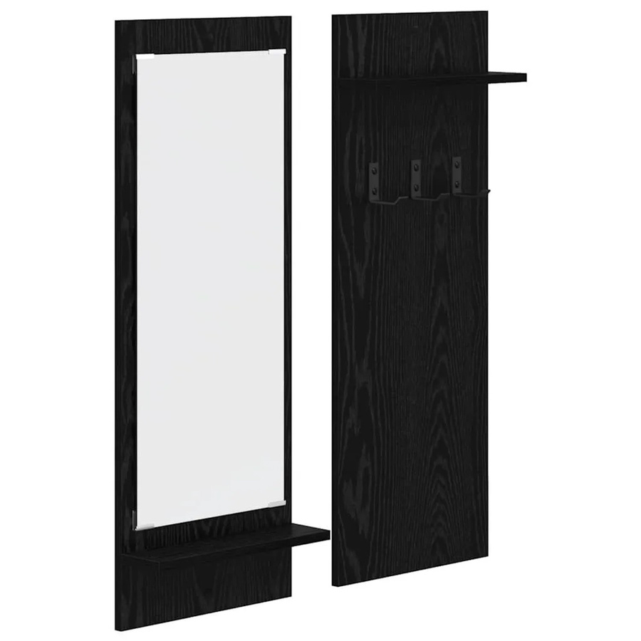 vidaXL Wandmontierter Nachttisch in Schwarz und Eichen-Optik mit modernem Design, B/T/H: 70 x 10 x 90 cm - Bild 2