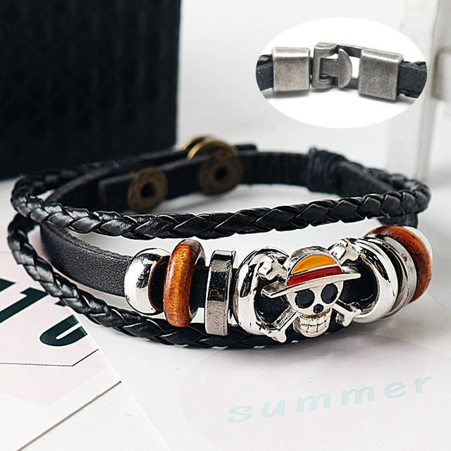 Bandai Armband, Leder, Schwarz, Unisex - Bild 1