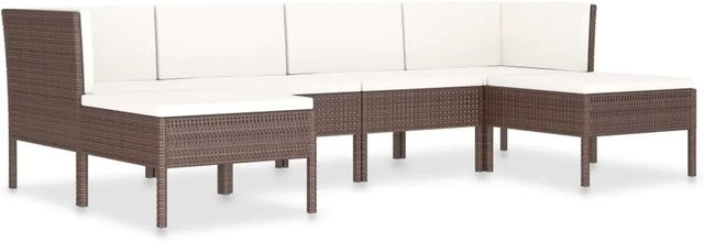vidaXL 6-tlg Garten-Lounge-Set aus Poly Rattan in Braun mit Polstern und Metallgestell - Bild 1