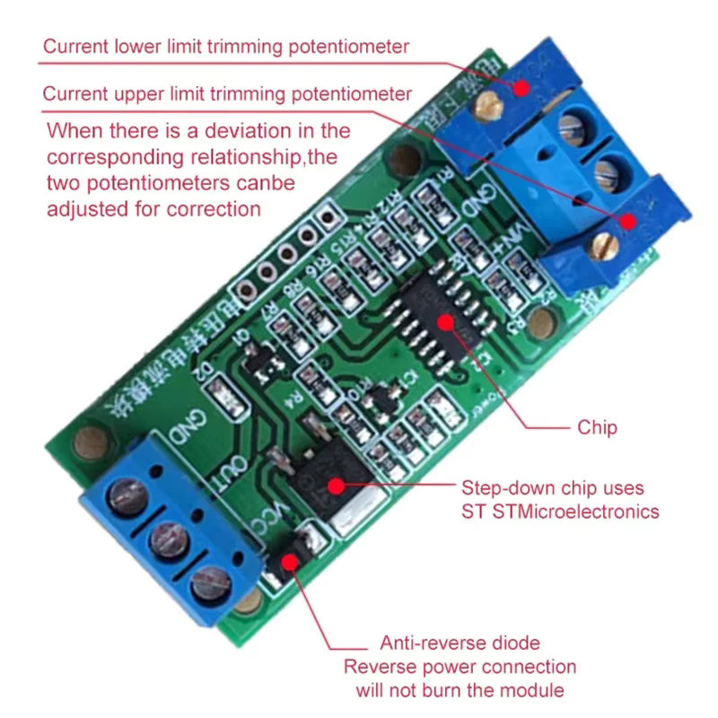 diymore Stromsender-Signalwandlermodul zur Umwandlung von Spannung in Strom 0–2,5 V bis 0–24 V auf 0–20 mA/4–20 mA - Bild 2