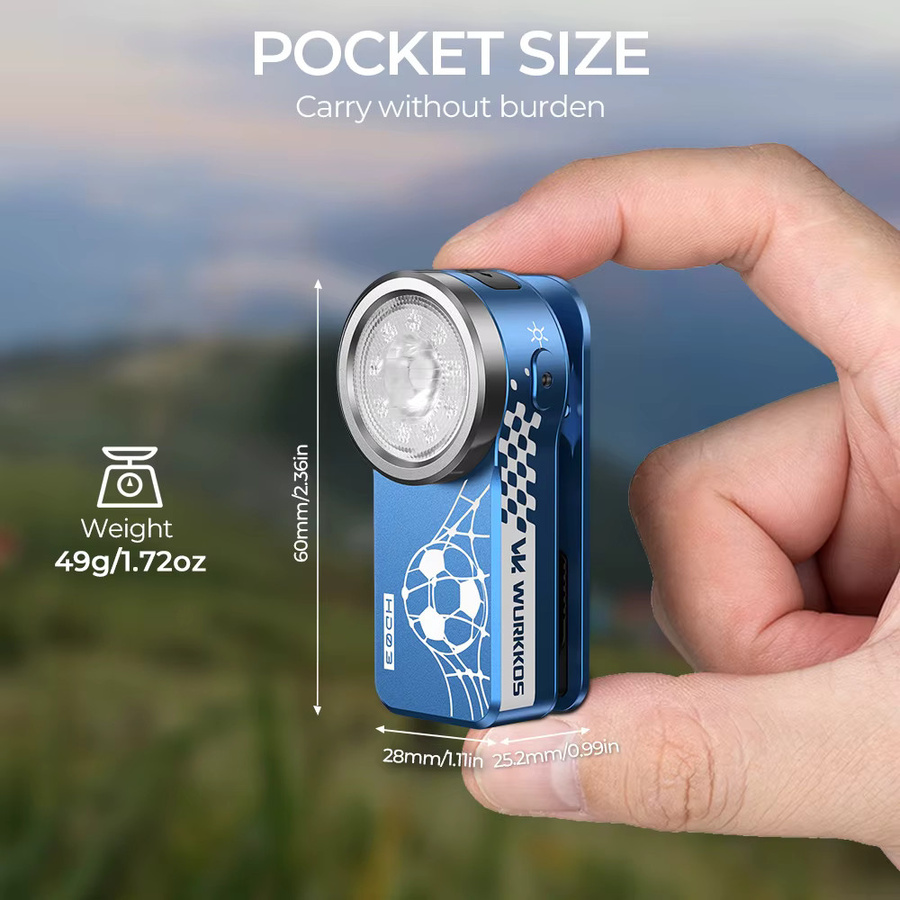 Wurkkos HD03 Mini-Magnetclip-Leuchte in Blau mit 680 Lumen, wiederaufladbare RGB LED Taschenlampe mit USB-Anschluss - Bild 5