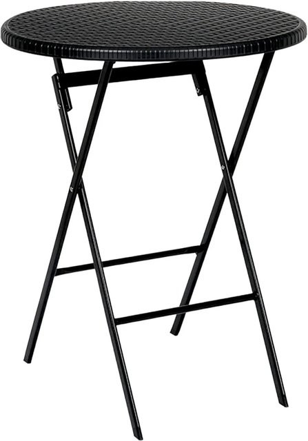 Floordirekt Gartentisch Toyama Klapptisch in Rattan-Optik, Schwarz, Rund, Durchmesser: 60 cm - Bild 1