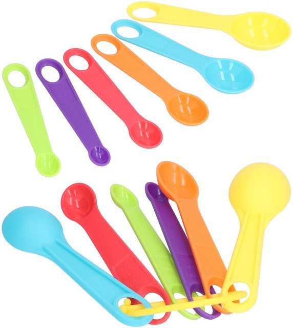 CosyHome 12er Set Bunte Messlöffel aus Kunststoff mit Skala in Gelb und Multicolour - Bild 1