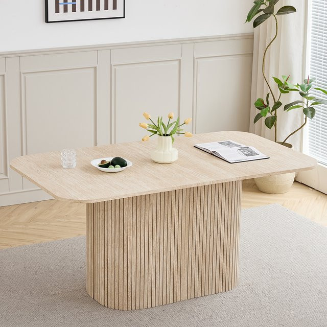 EGOONM Moderner Esstisch aus Massivholz in Braun, Rechteckiger Esstisch für 4–6 Personen, B/T: 160 x 90 cm - Bild 1