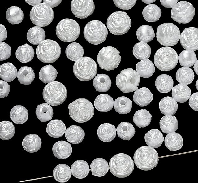 St.kunkka Charms, Rosen, 6/8 mm, ABS-Imitationsperlen - Bild 1